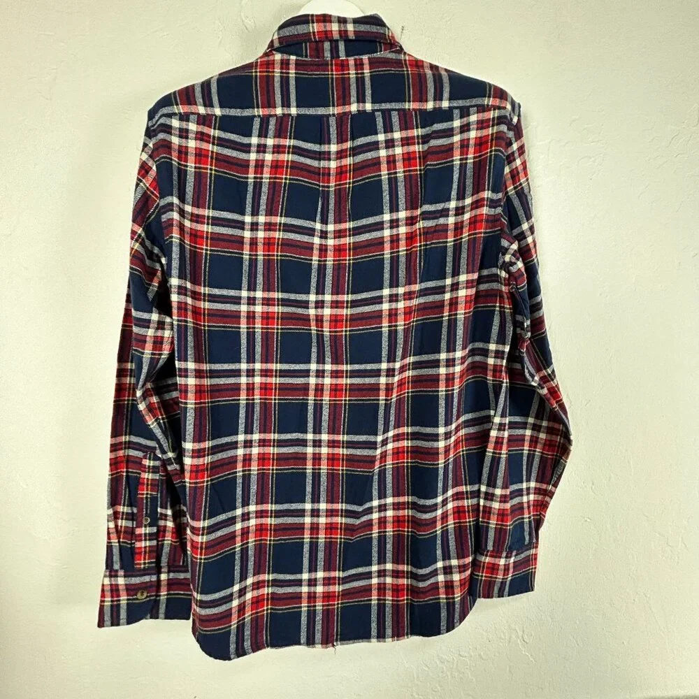 J.Crew Mens Slim Fit Flannel Shirt Medium Red Plaid Long Sleeve Button Up NWOT
